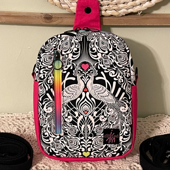 Colorful Peacock Rainbow Convertible Backpack Sling - Picture 9 of 15